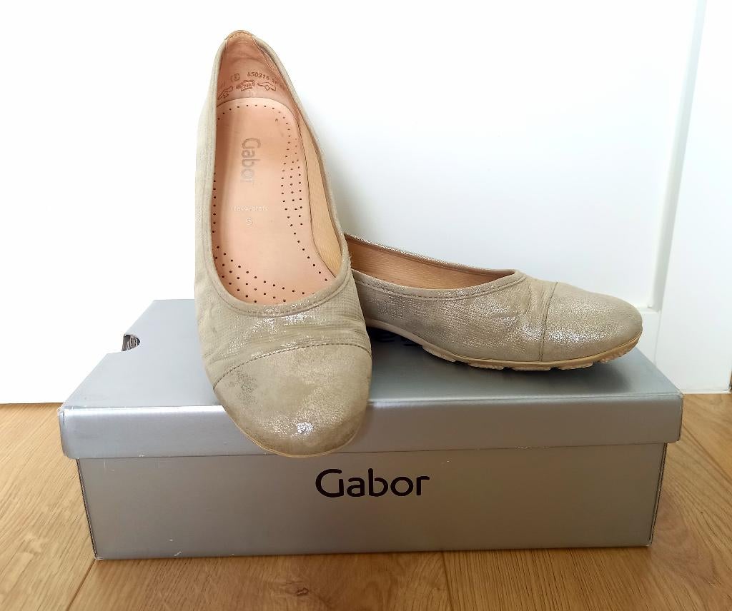 GOUDEN BALLERINA’S - GABOR–MAAT 38 (50€ ipv 90€) ALS NIEUW!, Gabor, Enlèvement ou Envoi, Comme neuf, Ballerines