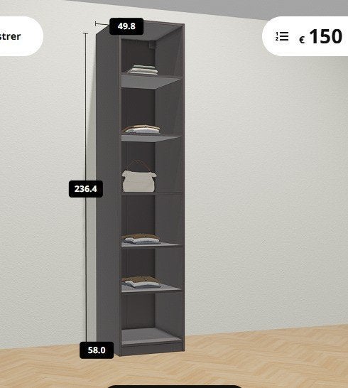 Kleerkast Pax Ikea 50x58x236cm zwartbruin, Ophalen