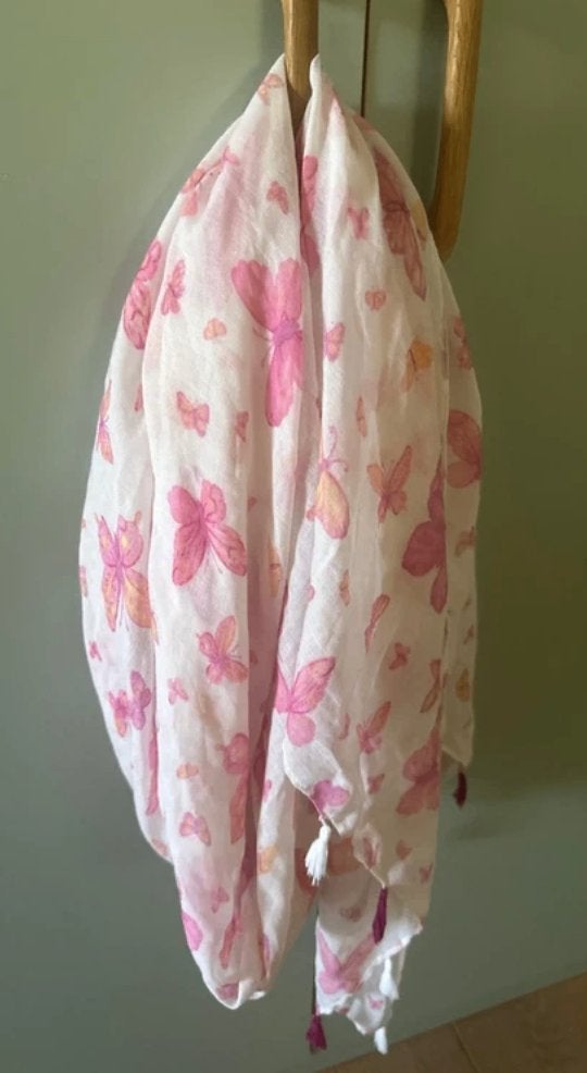 Foulard papillons rose, Sans marque, Écharpe, Envoi, Taille 42/44 (L)
