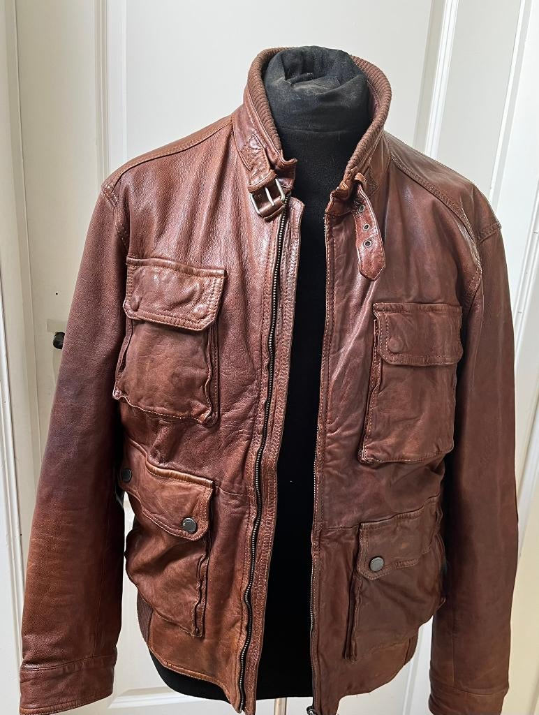 Veste en cuir marron Massimo Dutti - taille L - look vintage, Vêtements | Hommes, Vestes | Été, Porté, Taille 52/54 (L), Brun