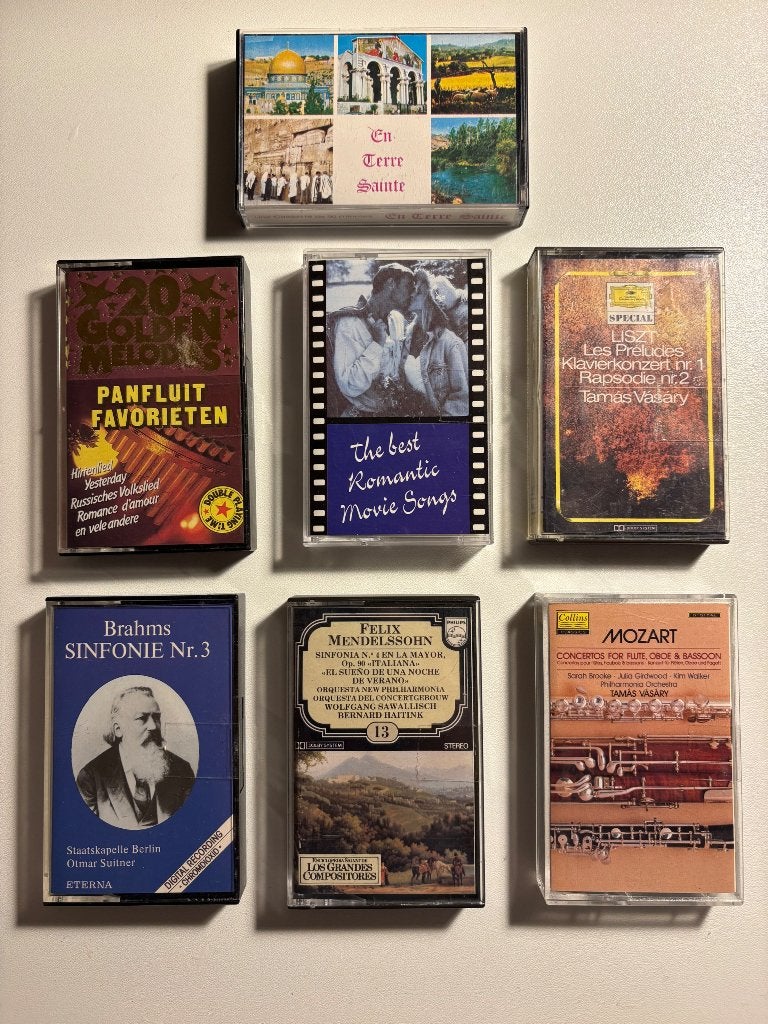 7 vintage muziekcasettes, Ophalen, Gebruikt, 2 t/m 25 bandjes, Klassiek