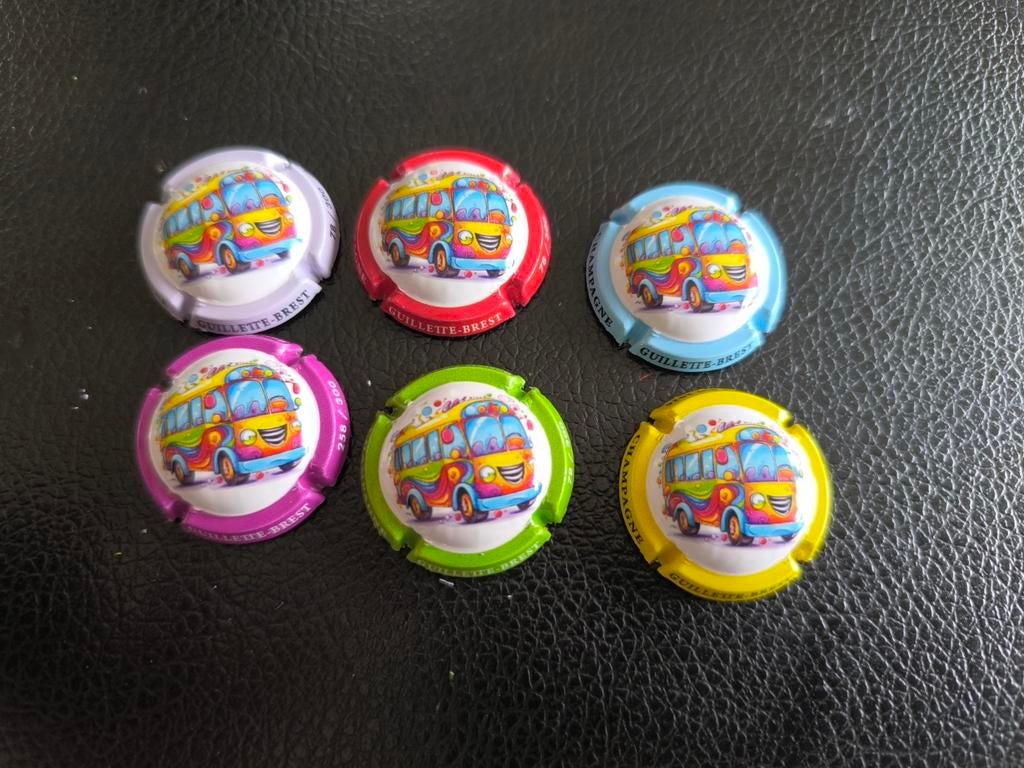 6 prachtige Belgische Champagne capsules Guillette Brest, Ophalen