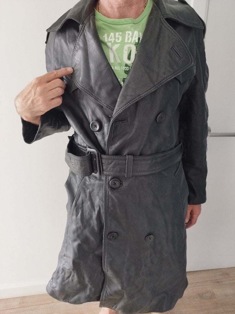 lange lederen vest punker model, Enlèvement, Porté, Taille 38/40 (M), Noir