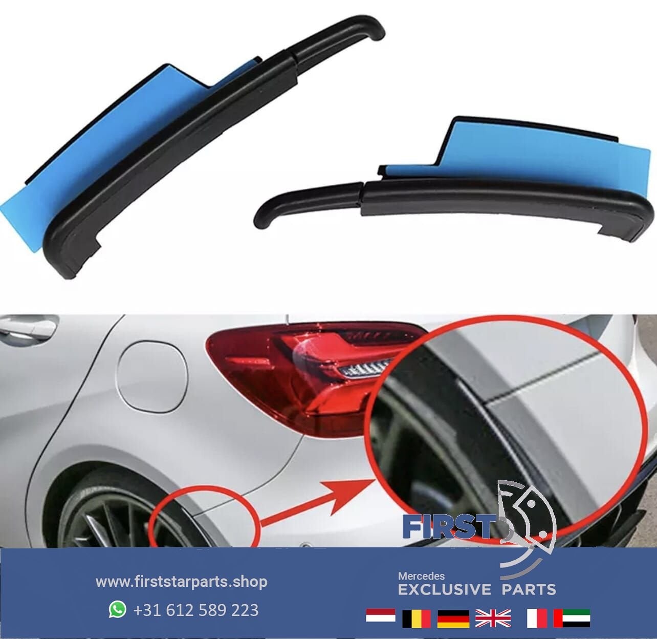 AMG WIELKAST AERO SPLITTER SET ACHTERSCHERM SPOILER L/R Merc, Auto-onderdelen, Gebruikt, Ophalen of Verzenden, Achter, -