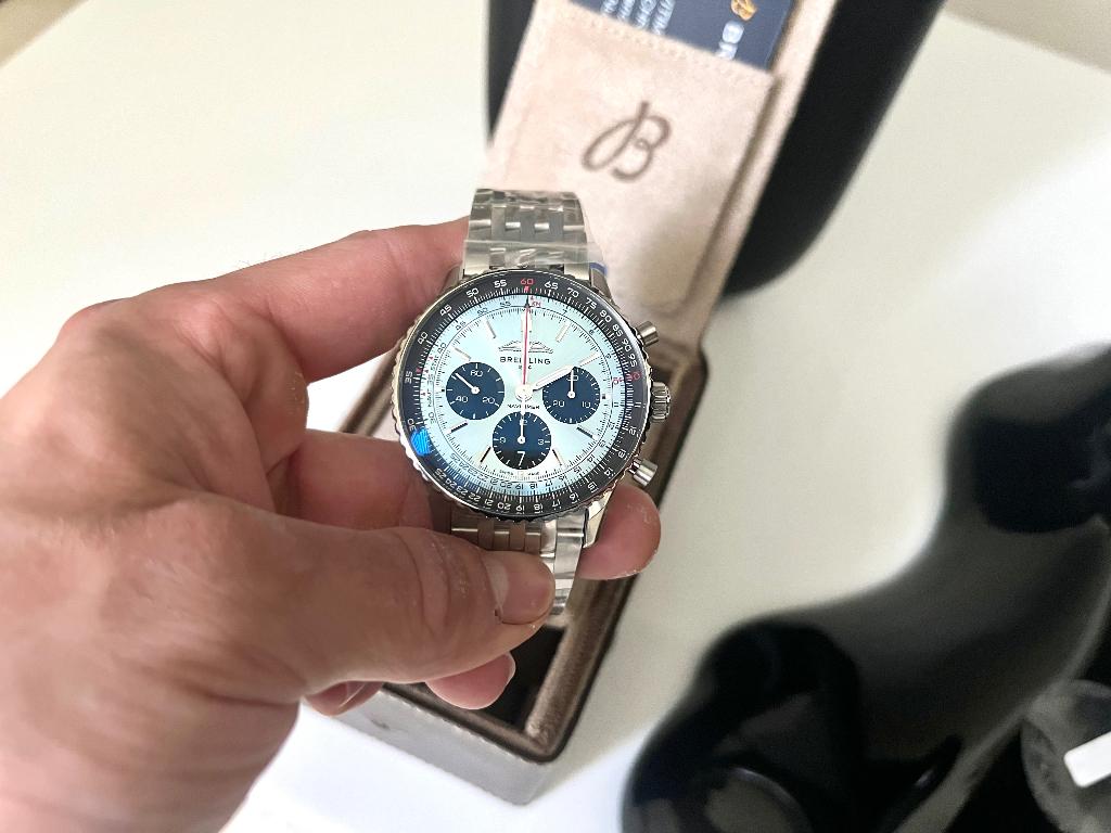 Breitling NAVITIMER Ice Blue B01 Chrono 43 NIEUW, Handtassen en Accessoires, Horloges | Heren, Ophalen, Staal, Staal, Breitling