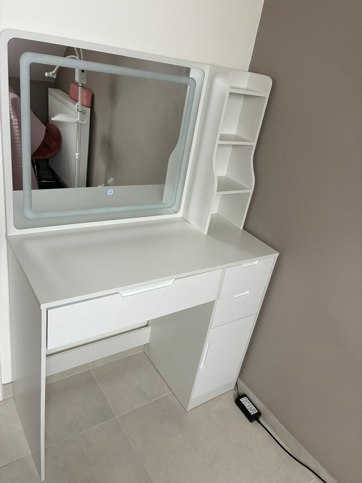 Coiffeuse blanche avec miroir LED, Maison & Meubles, Enlèvement, Utilisé