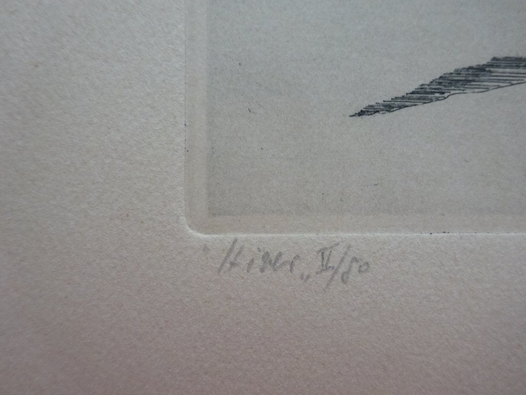 ets Hiver II/80 onleesbaar signatuur, Antiquités & Art, Numéroté, Eau-forte, Enlèvement ou Envoi, 1950 - 1999