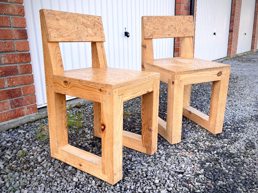 Chaises en bois cubiques - Lot de 4 chaises, Maison & Meubles, Autres couleurs, Comme neuf, Enlèvement, Bois