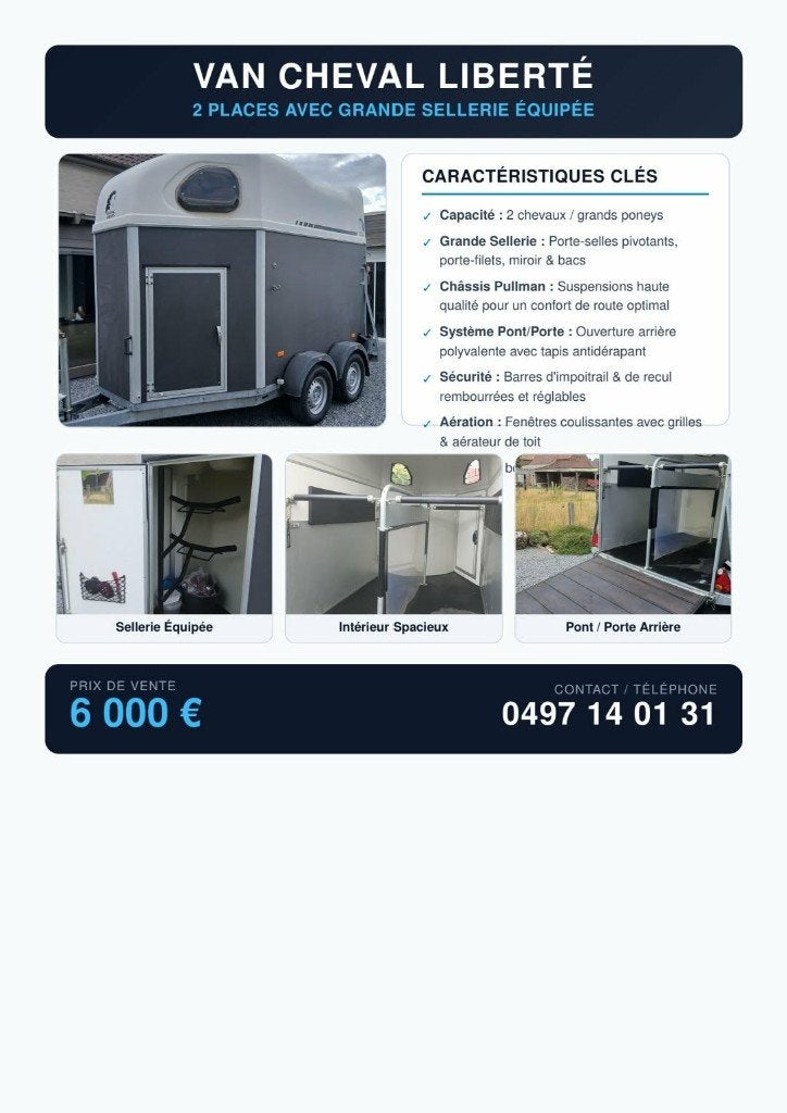 Van Liberty aluminium vloerbekleding, 2 of 3 paarden of pony's