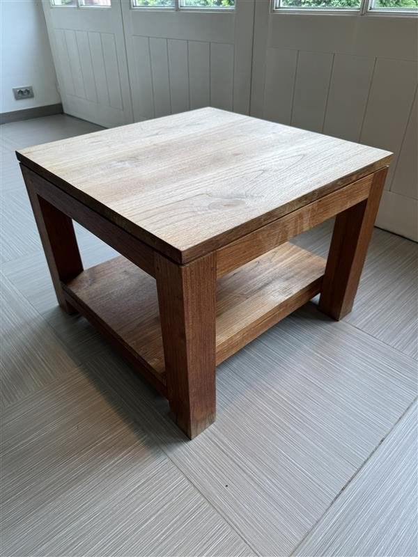 Bijzettafel teak, Gebruikt, Klassiek, Vierkant, 55 tot 75 cm