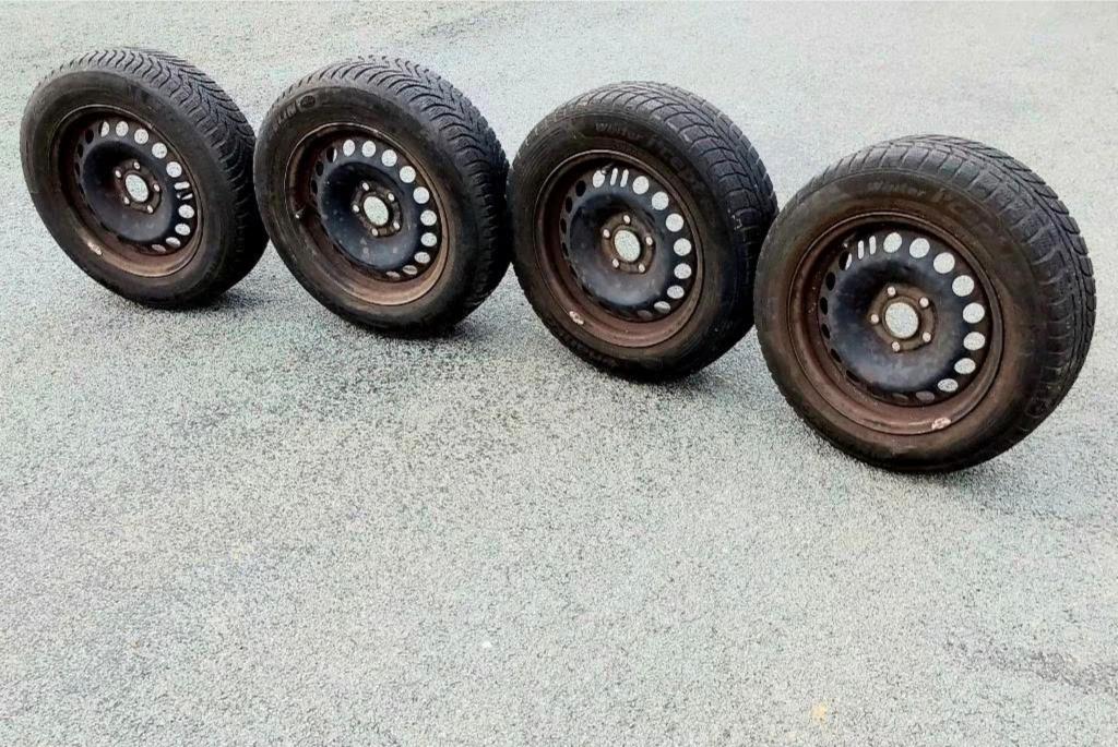 4 jantes Opel avec des pneus hiver 185/65-15, 15 pouces, Pneus et Jantes, Pneus hiver, 185 mm