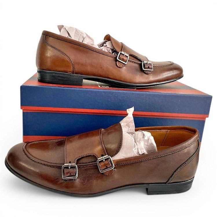 Bruine leren monk strap schoenen – Made in Italy – nieuw 43, Kleding | Heren, Schoenen, Bruin, Verzenden, Nieuw, Gespschoenen