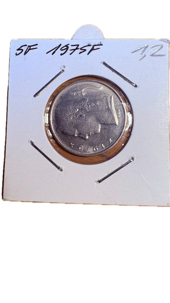 BAUDOUIN I : 5 FRANCS 1975F, Enlèvement ou Envoi