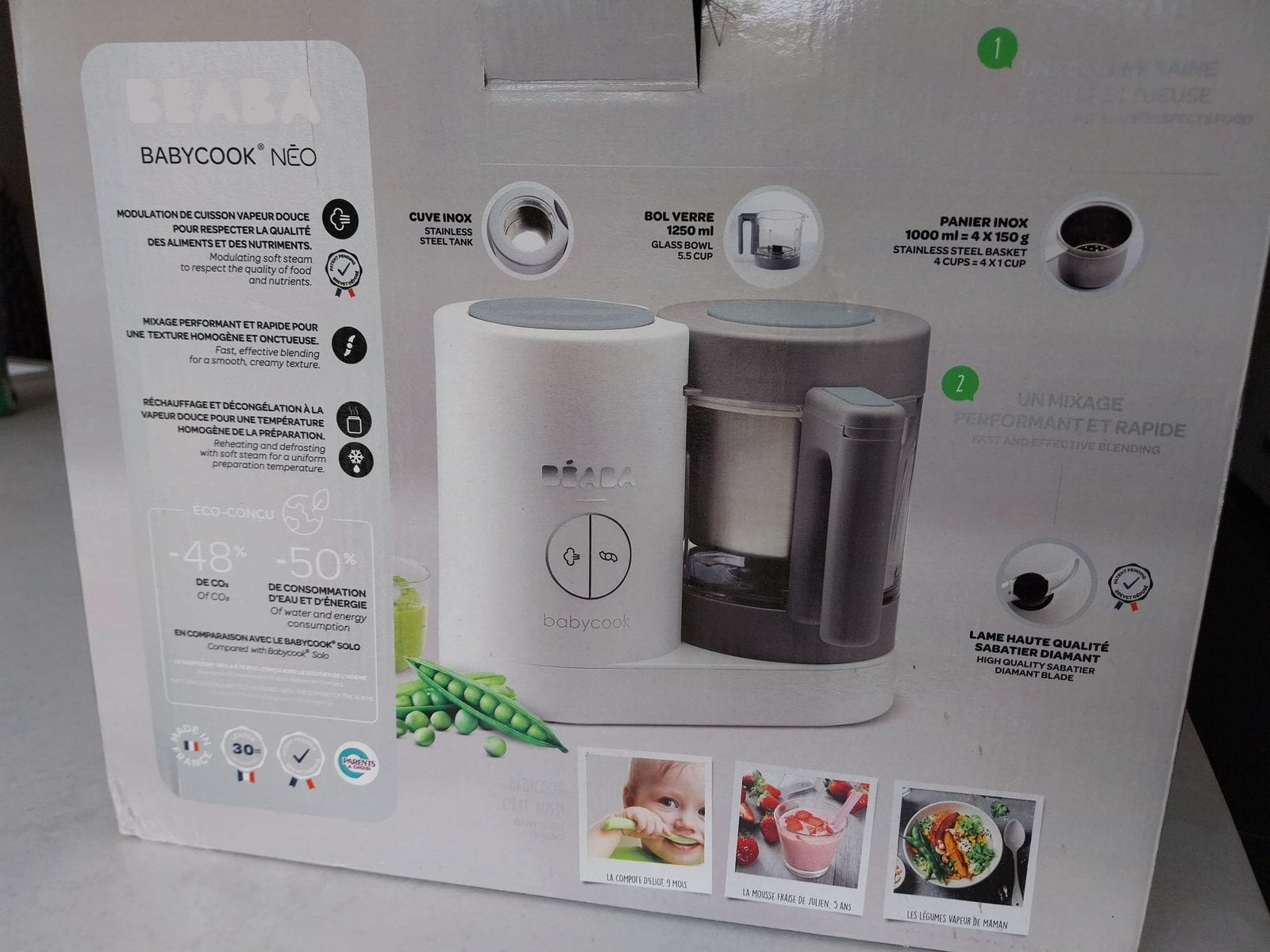 Béaba Babycook Néo (Gris/Blanc) – Complet, Kinderen en Baby's, Ophalen, Gebruikt, Stoomfunctie, Babyvoedingmaker