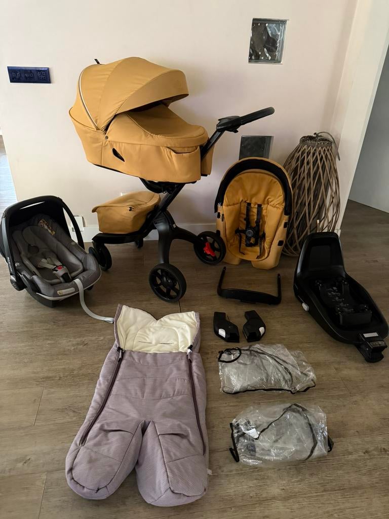 Stokke xplory V6 kinderwagen met maxi cosi set, Kinderen en Baby's, Kinderwagens en Combinaties, Zo goed als nieuw, Verstelbare duwstang
