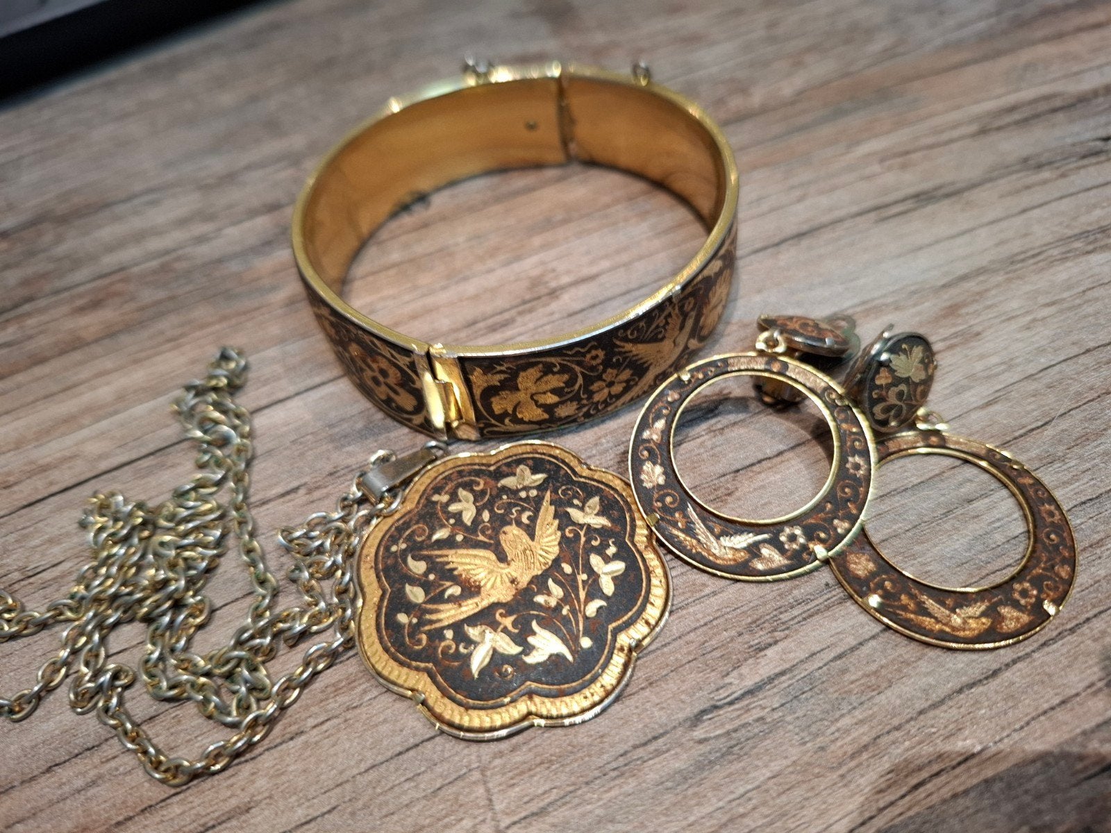 Vintage damasceen sieradenset – Spanje, Ophalen of Verzenden, Armband