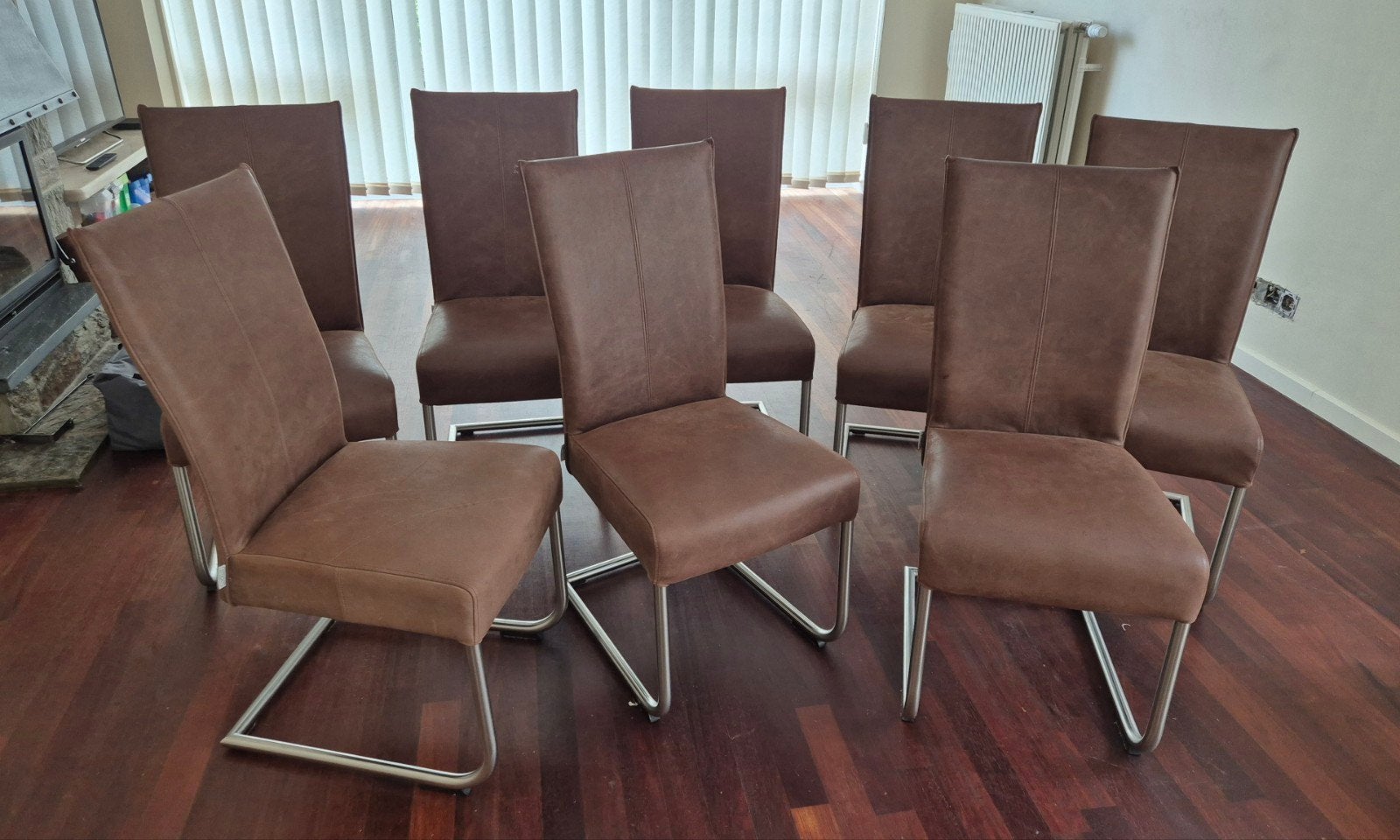 8 rancho bruine leren stoelen, Ophalen, Leer