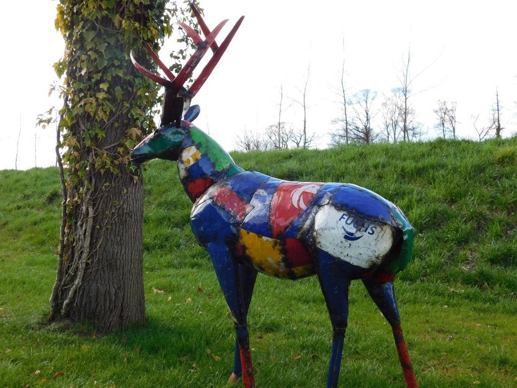 Hert in Kleur - 185 cm - Handgemaakt & Uniek, 185 cm, Meerkleurig, Beeld, Ophalen of Verzenden