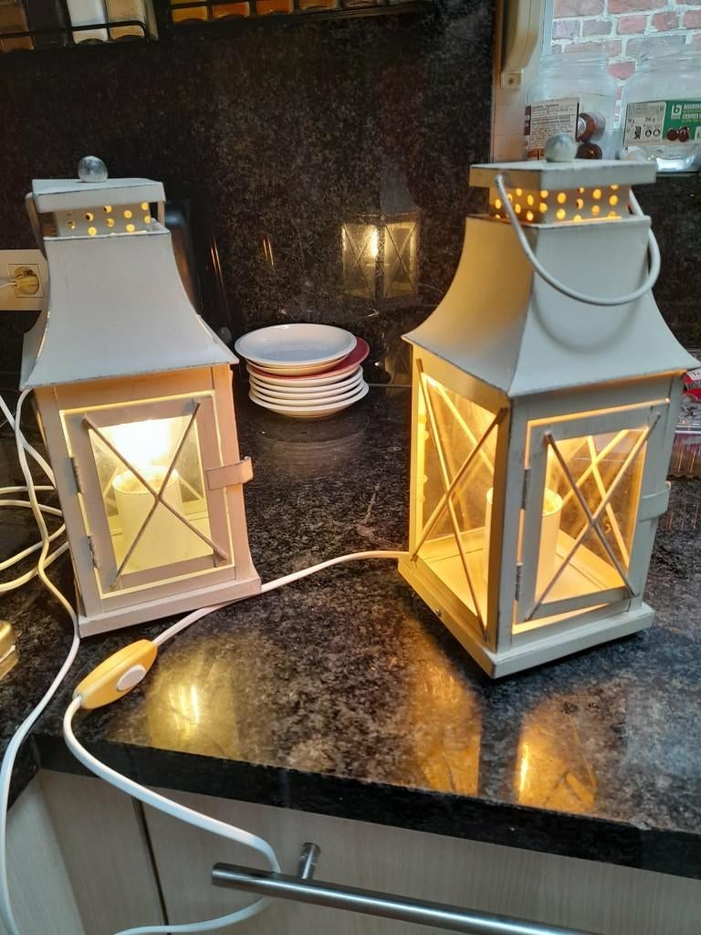 Lampe de table lanterne « Eglo» E27 60W, Enlèvement ou Envoi, Utilisé, Verre, Moins de 50 cm