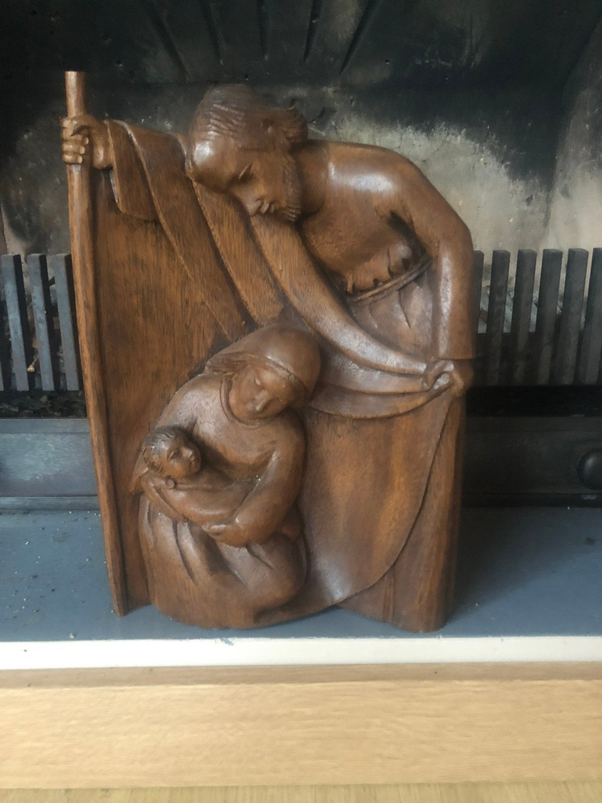 Sainte Famille sculptée à la main chêne massif - env. 30 cm, Antiquités & Art, Enlèvement, Classique, Statue