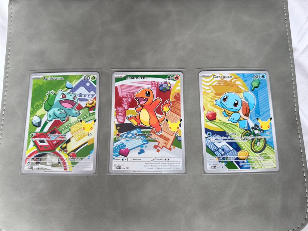 Lot 3 Promos 30 ans Starters Kanto MEP 037 038 039 FR NM, Enlèvement ou Envoi, Neuf, Cartes en vrac, Foil