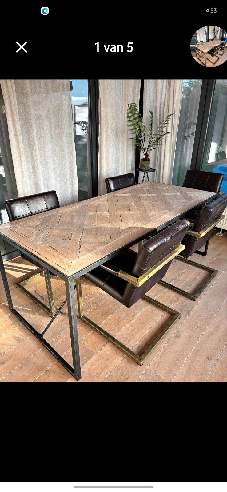 eettafel met stoelen zware versie, Ophalen