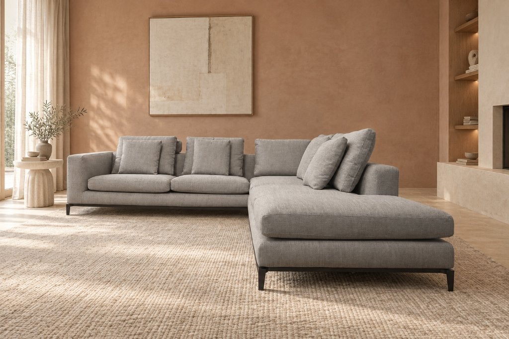 NIEUW GESTOFFEERD Minotti Andersen Hoekbank | NP €25.000, 250 tot 300 cm, Hoekbank, Nieuw, Ophalen of Verzenden