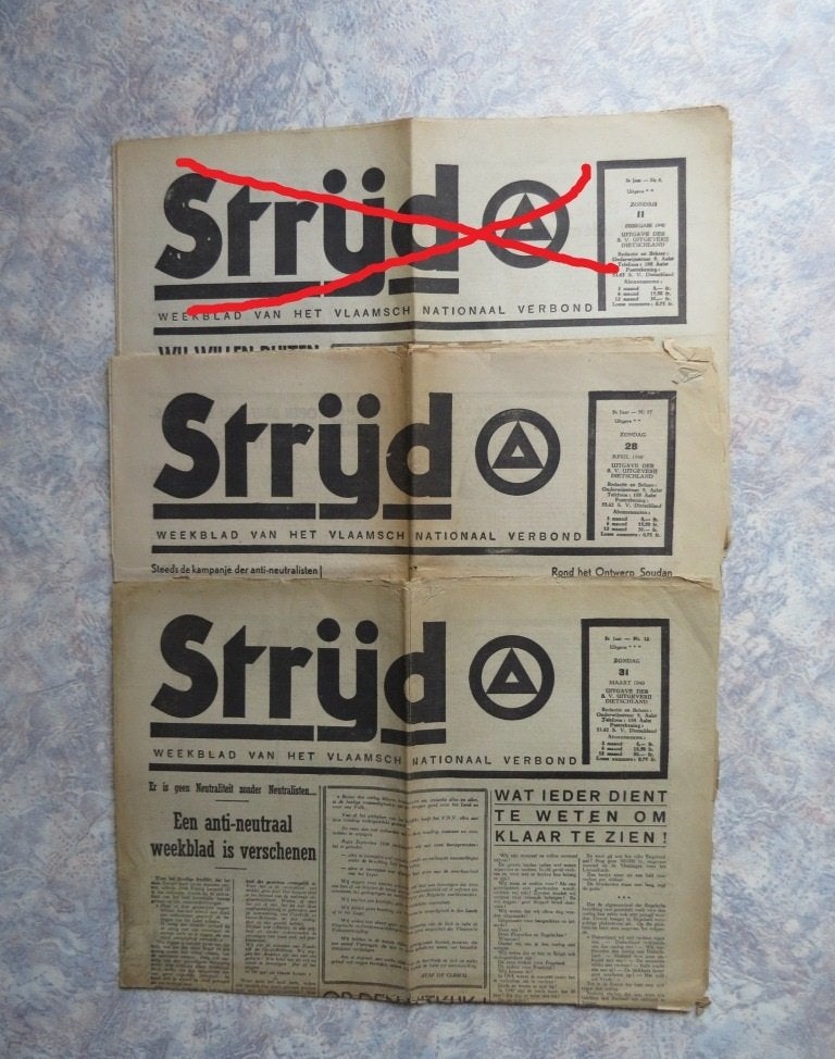 Vlaanderen Strijd VNV Weekblad Brigade Tollenaere Taal Unie, Envoi, 1920 à 1940, Journal