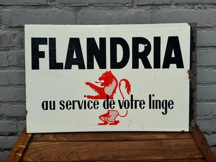 Vintage Flandria Emaille Reclamebord, Antiek en Kunst