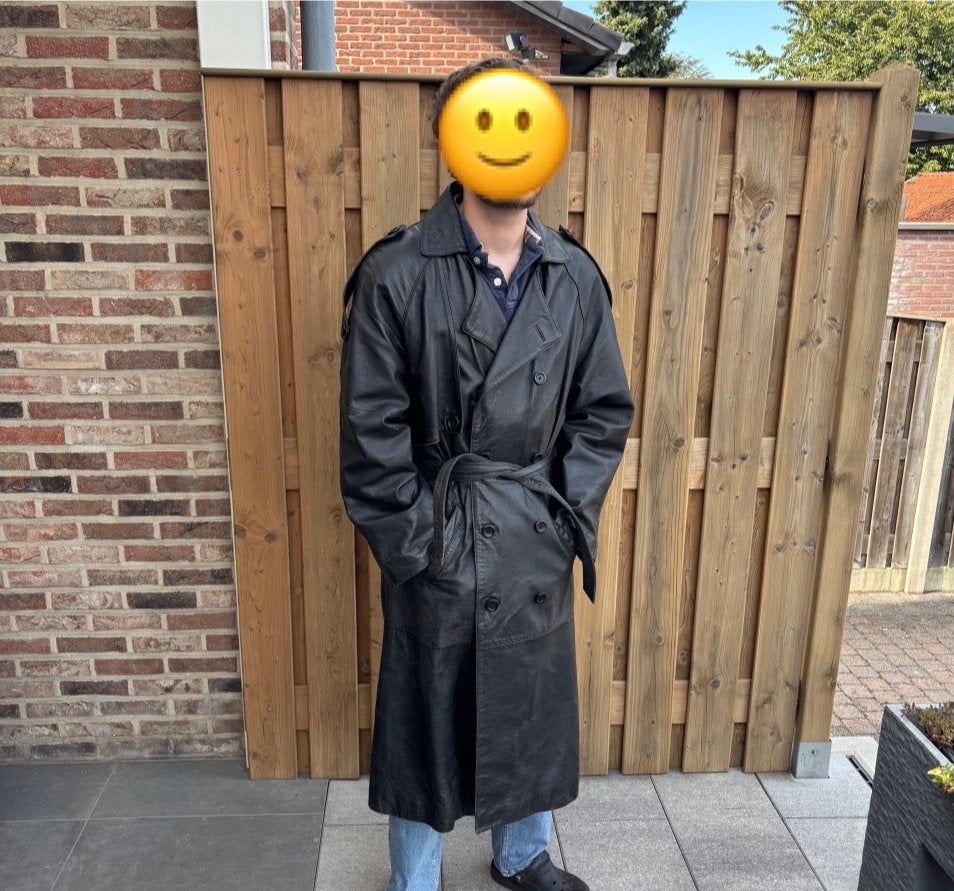 Vintage lange lederen heren jas, Kleding | Heren, Ophalen of Verzenden, Zo goed als nieuw, Maat 46 (S) of kleiner