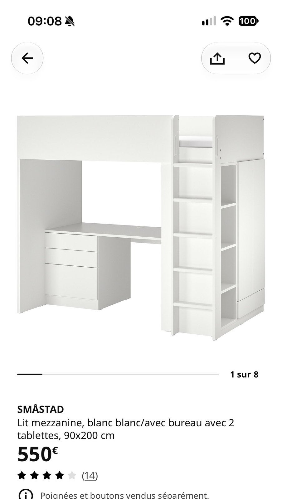 Lit en hauteur ikea, Enlèvement, Comme neuf
