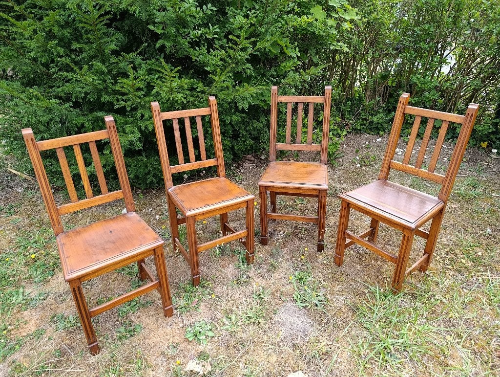 Set van 4 vintage stoelen van massief eikenhout, Antiek en Kunst, Ophalen