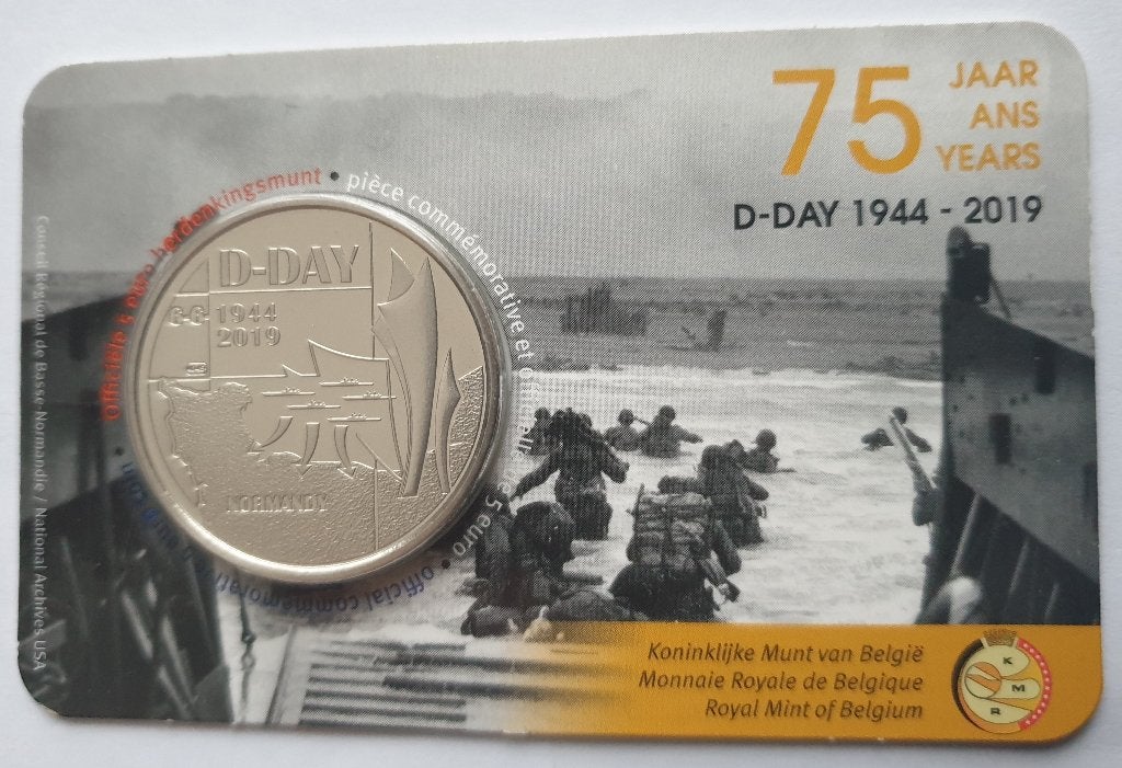 Belge 5 euro 2019 75 ans du jour D-Day BU en coincard, Timbres & Monnaies, Monnaies | Belgique, Monnaie en vrac, Envoi