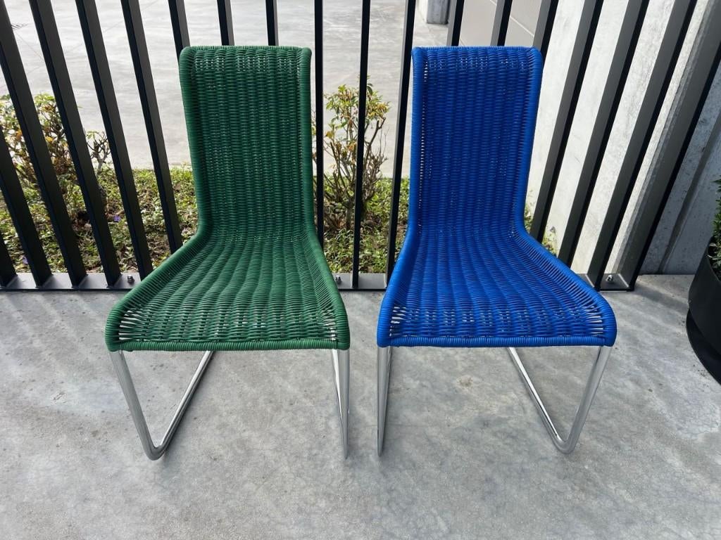 TECTA B20 en B25, GROENE EN BLAUWE STOELEN, 18X, Design, Osier ou Rotin, Bleu, Envoi