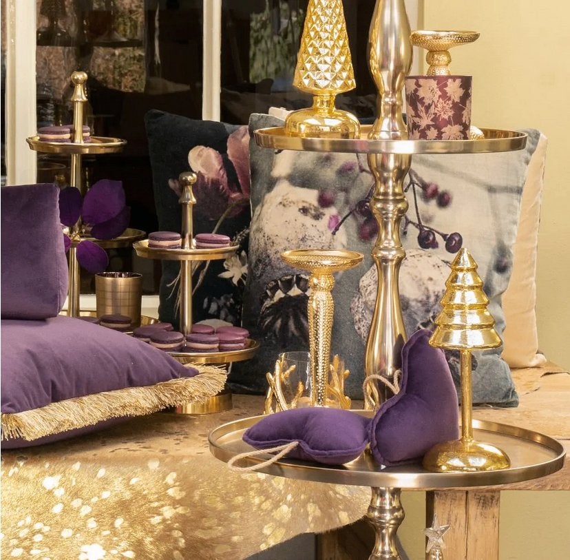 LUXE Etagère champagne goud rond 5 lagen hoogte 170cm, Maison & Meubles, Démontable, Comme neuf, Enlèvement, Étagère