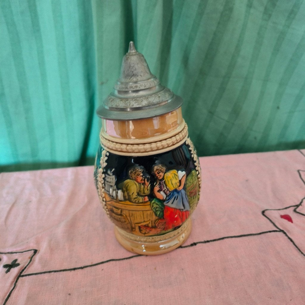 Vintage bierpul met deksel, Enlèvement ou Envoi