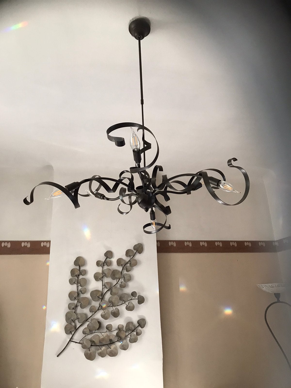 Lustre en metal réglable en hauteur et en largeur, Huis en Inrichting, Lampen | Kroonluchters, Ophalen, Zo goed als nieuw, Metaal