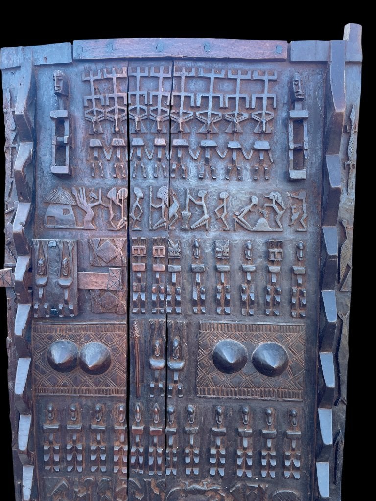 Monumentale Porte DOGON , Mali. 193 x 89 cm, Bruin, Afrika, 193 cm, Houtsnijwerk