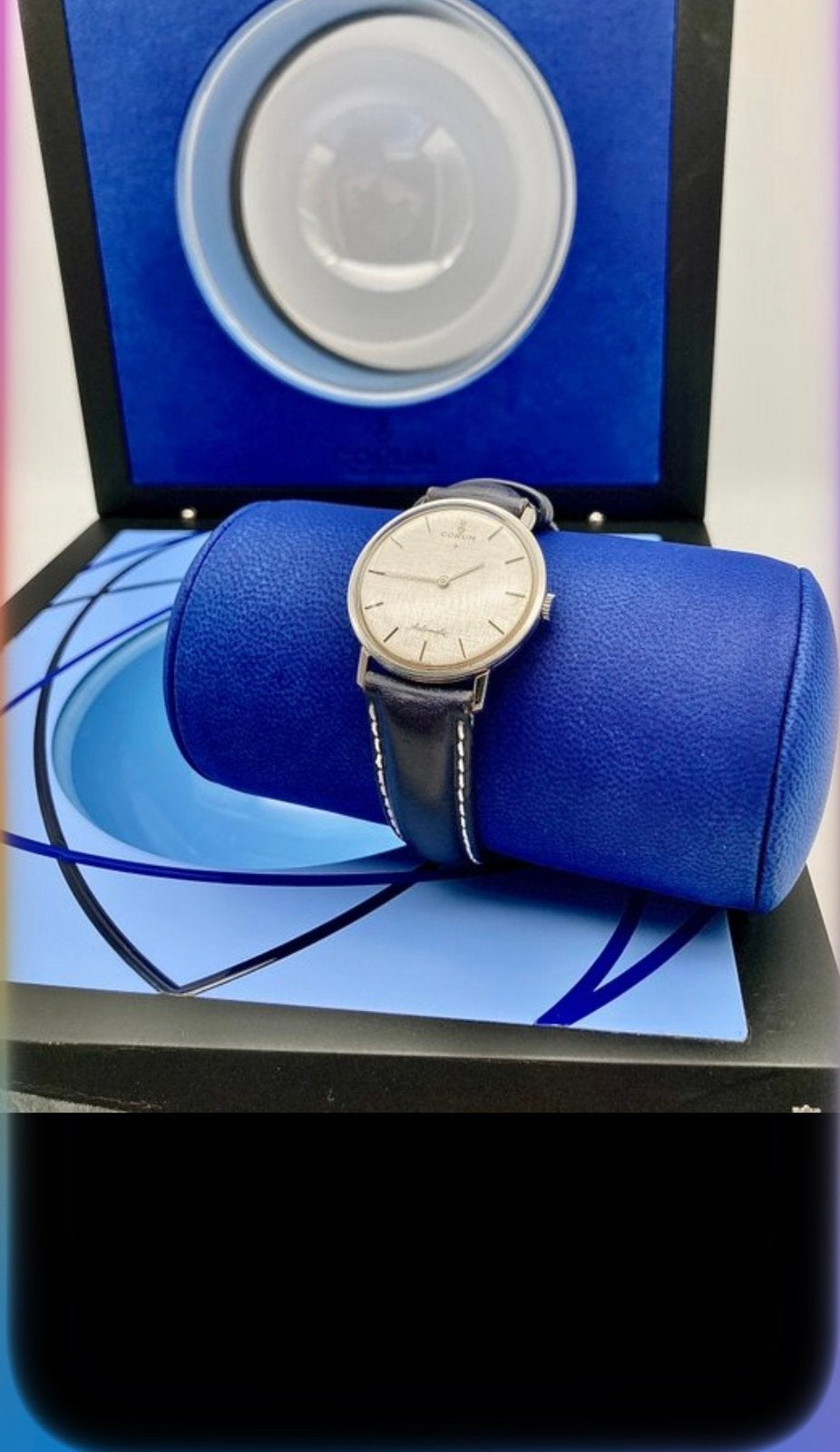 Corum. Automatische Dresswatch met luxueuze houten box, Handtassen en Accessoires, Horloges | Heren, Zo goed als nieuw, Staal