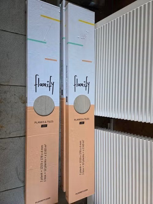 Floorify vinyl click pvc coconut f051 (25.6€/m2 of 65 €/pak), Ophalen, Kunststof, Nieuw, 5 tot 10 m²