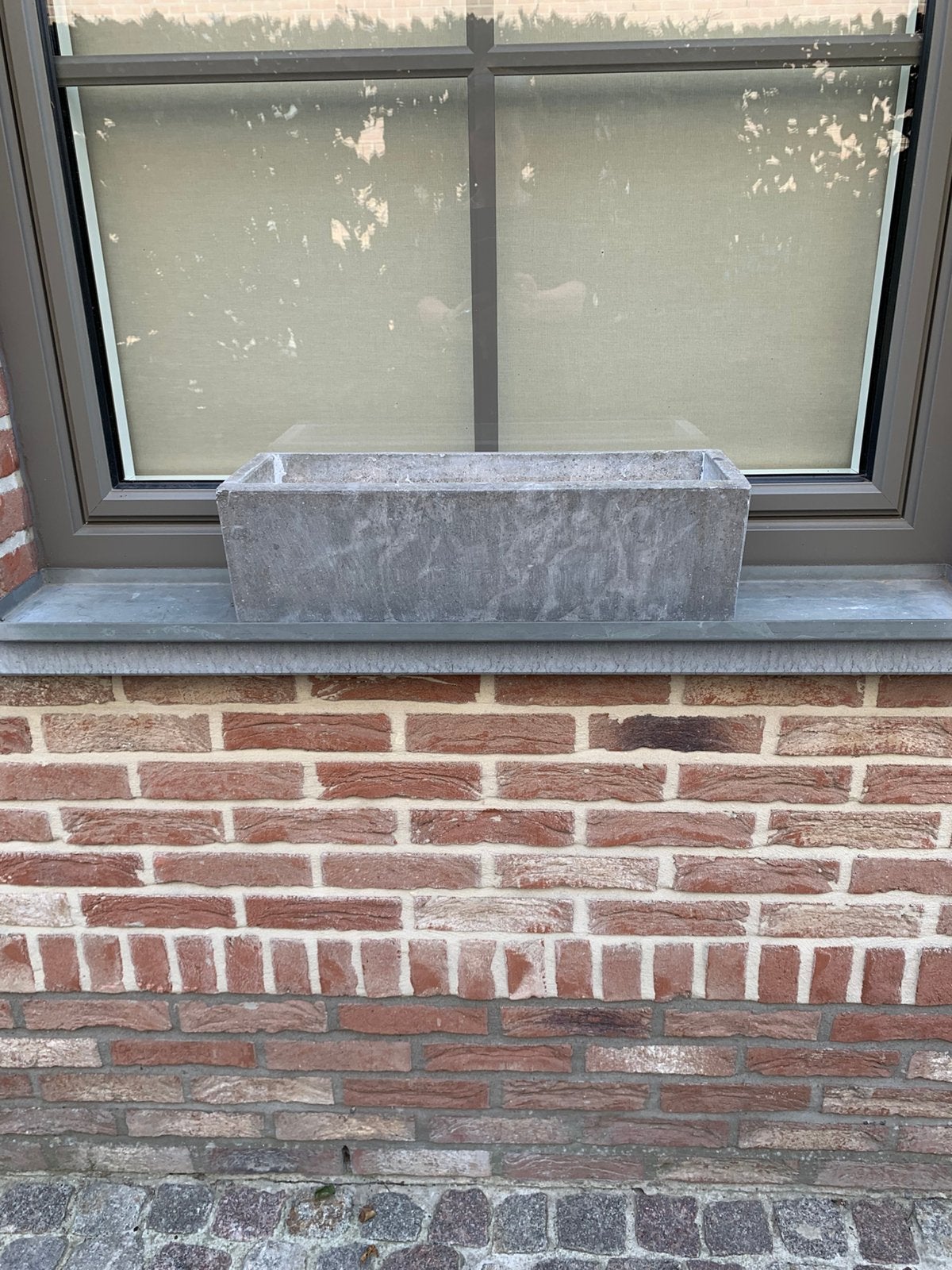 2 Massief arduinen bloembakBelgische blauwe hardsteen) 50 cm, Ophalen, Overige materialen, Minder dan 30 cm, Balkon