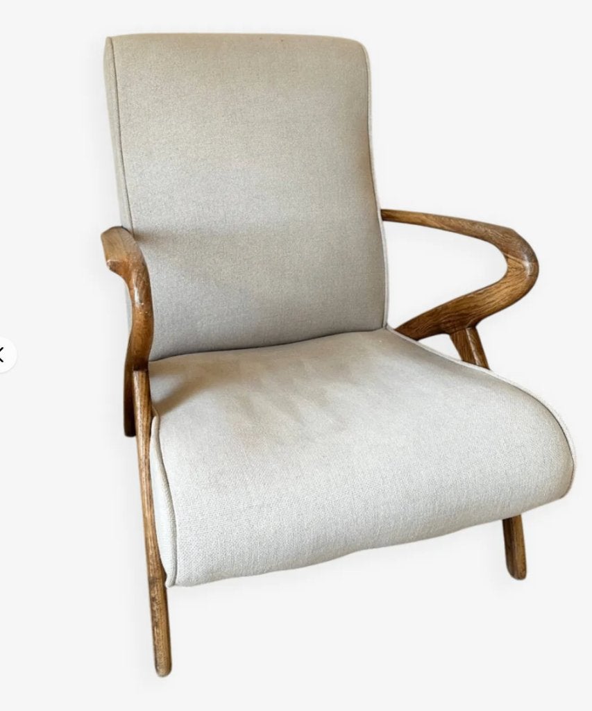 Mid Century Oak armchair, Huis en Inrichting, Ophalen, 75 tot 100 cm, Zo goed als nieuw, Stof
