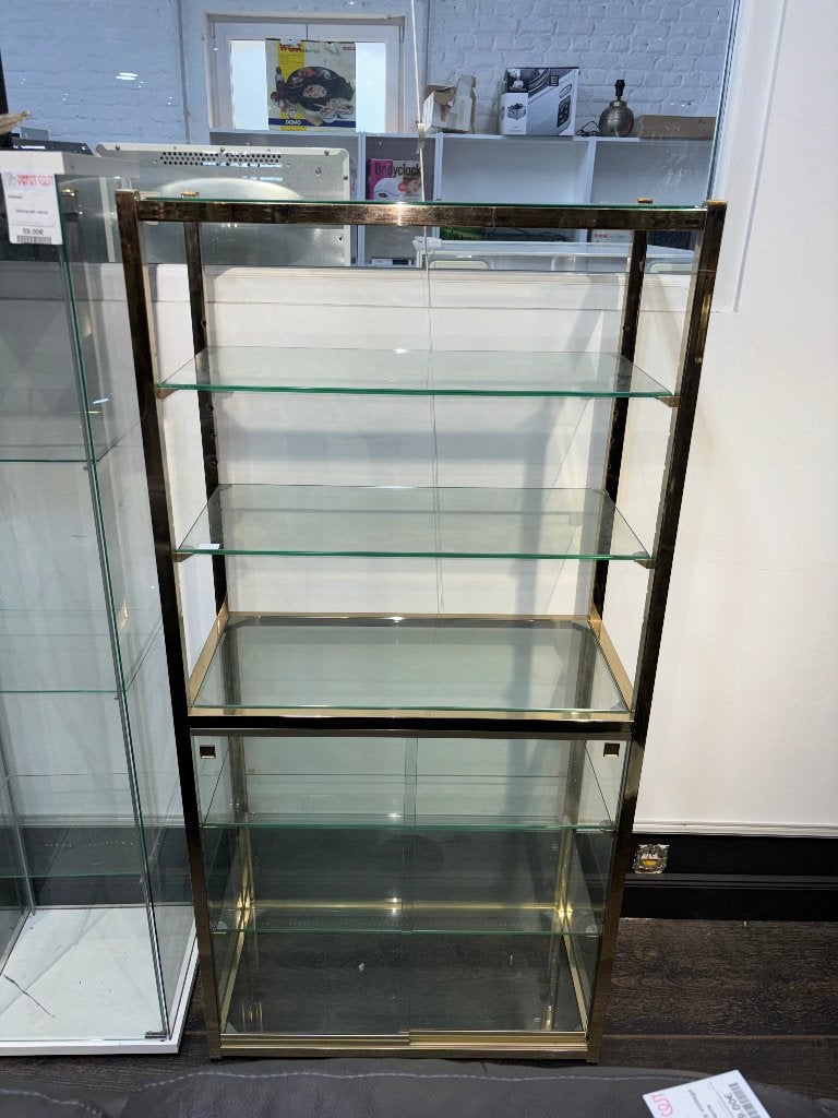 Vitrine doré vintage en verre, Enlèvement ou Envoi