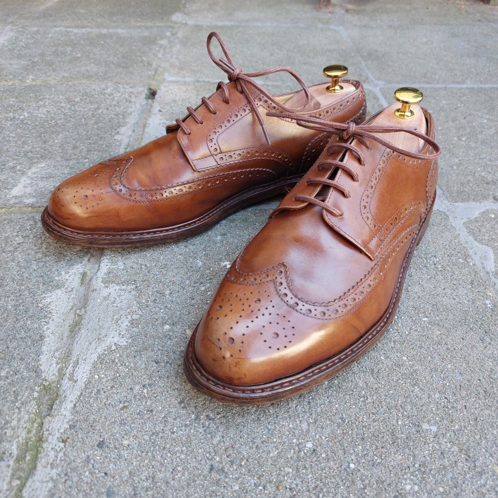 Vintage Paraboot Full Brogue Derby -  cognac - 42,5, Vêtements | Hommes, Chaussures, Enlèvement ou Envoi, Chaussures à lacets