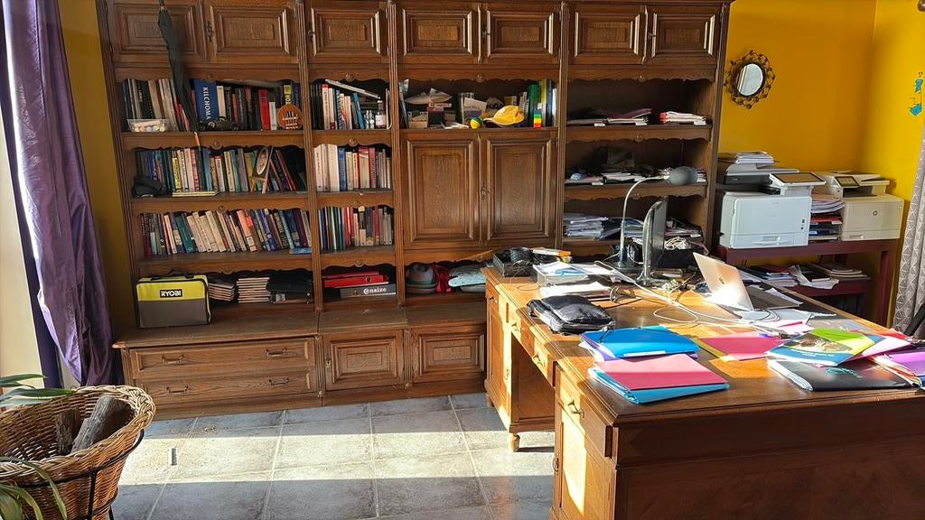 Ensemble bureau plus rangement - ancien, Maison & Meubles, Bureaux, Enlèvement, Utilisé