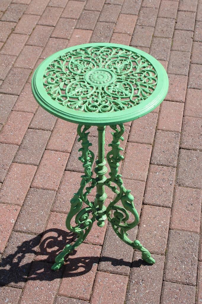 antieke groene gietijzeren voetstuktafel, Tuin en Terras, Tuinmeubel-accessoires, Nieuw, Ophalen of Verzenden