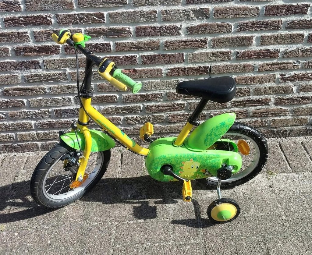 BTWIN kinderfiets 14 inch, Ophalen, Zijwieltjes, Gebruikt, Minder dan 16 inch
