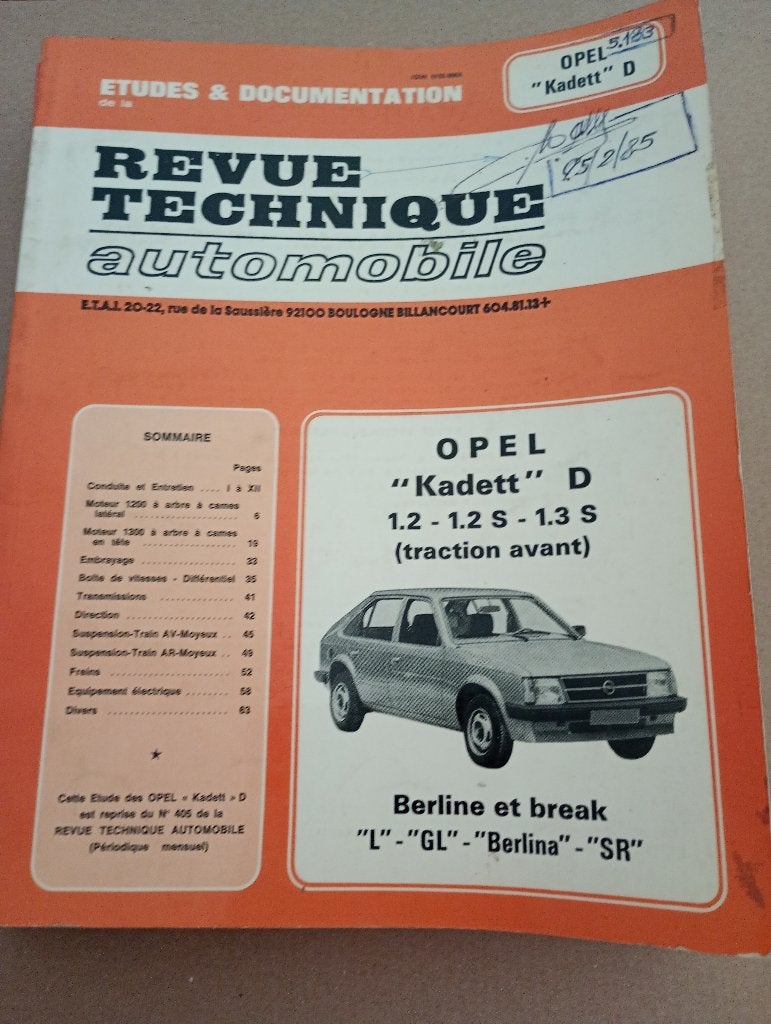 revue technique opel kadett D essence 1979-1980, Ophalen of Verzenden
