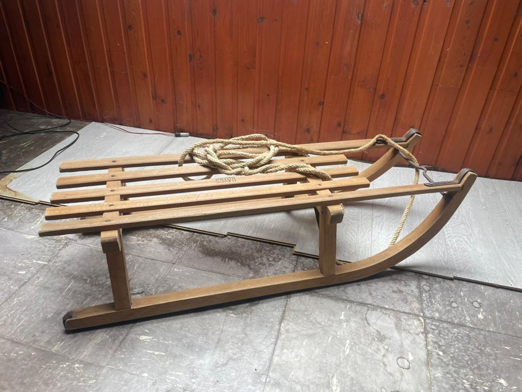Originele Vintage Davos Houten Slee, Enlèvement, Comme neuf