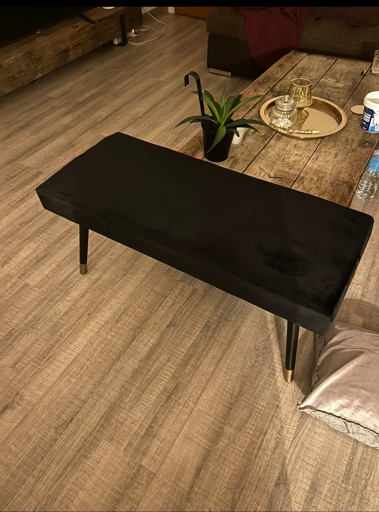 Banc noir en velours, Huis en Inrichting, Ophalen, Zo goed als nieuw